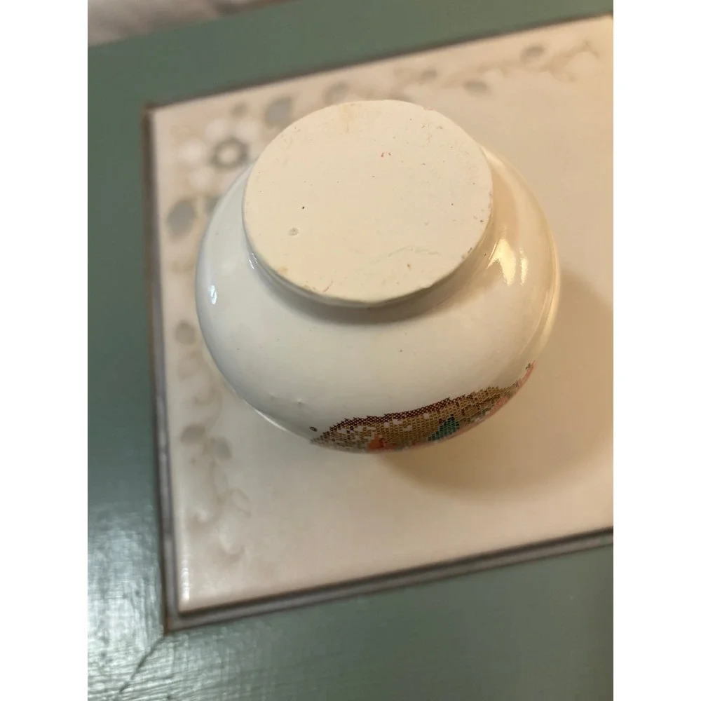 Vintage Charming bud vase with cross-stitch design of flower